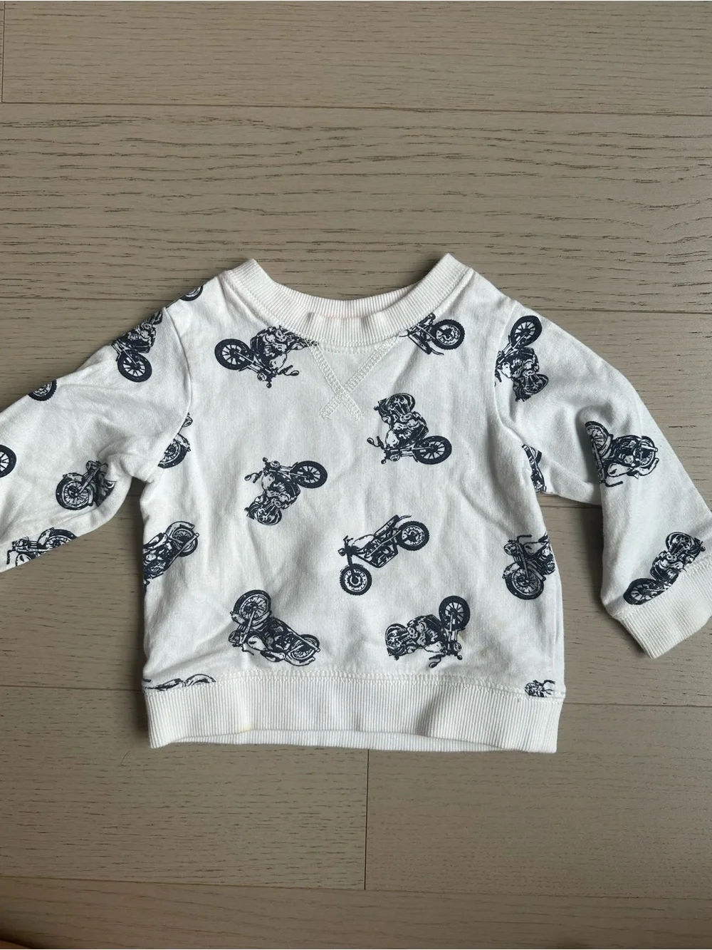 Carter's White Sweatshirt with Navy Motorcycle Print